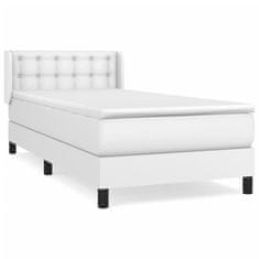 Greatstore Box spring postel s matrací bílá 90x200 cm umělá kůže