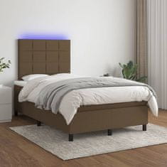 Greatstore Box spring postel s matrací a LED tmavě hnědá 120x200 cm textil