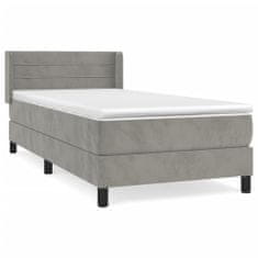 Greatstore Box spring postel s matrací světle šedá 100x200 cm samet