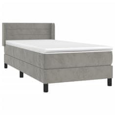 Greatstore Box spring postel s matrací světle šedá 100x200 cm samet