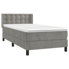 Greatstore Box spring postel s matrací světle šedá 90x200 cm samet