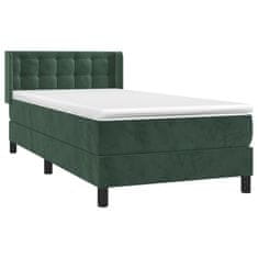 Greatstore Box spring postel s matrací tmavě zelená 90x200 cm samet