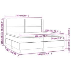 Greatstore Box spring postel s matrací tmavě šedá 200x200 cm samet