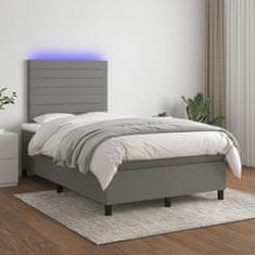 Greatstore Box spring postel s matrací a LED tmavě šedá 120x200 cm textil