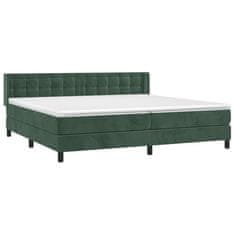 Greatstore Box spring postel s matrací tmavě zelená 200x200 cm samet