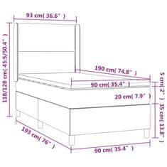 Greatstore Box spring postel s matrací krémová 90x190 cm umělá kůže