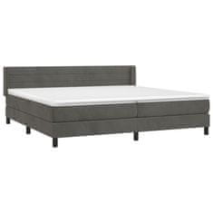 Greatstore Box spring postel s matrací tmavě šedá 200x200 cm samet