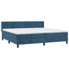 Greatstore Box spring postel s matrací tmavě modrá 200x200 cm samet