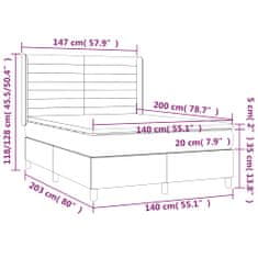 Greatstore Box spring postel s matrací světle šedá 140x200 cm samet