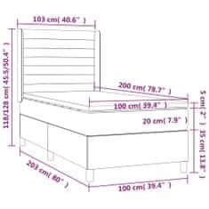 Greatstore Box spring postel s matrací tmavě šedá 100x200 cm samet