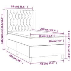 Greatstore Box spring postel s matrací černá 90x200 cm samet