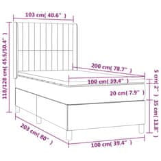 Vidaxl Box spring postel s matrací modrá 100 x 200 cm textil