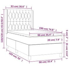 Greatstore Box spring postel s matrací světle šedá 90x190 cm samet