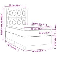 Greatstore Box spring postel s matrací modrá 90x200 cm textil