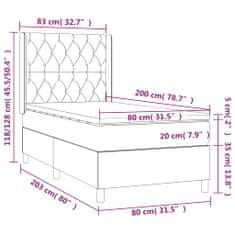 Greatstore Box spring postel s matrací světle šedá 80 x 200 cm samet