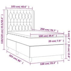 Vidaxl Box spring postel s matrací světle šedá 100x200 cm samet