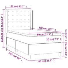 Greatstore Box spring postel s matrací a LED růžová 80 x 200 cm samet