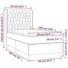 Greatstore Box spring postel s matrací tmavě modrá 90x190 cm samet