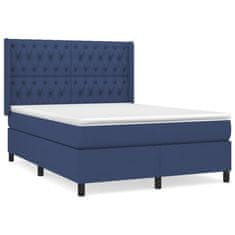 Petromila Box spring postel s matrací modrá 140x190 cm textil