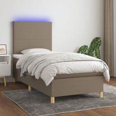 Greatstore Box spring postel s matrací a LED taupe 90x200 cm textil