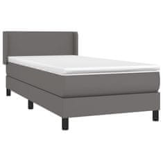 Greatstore Box spring postel s matrací šedá 80 x 200 cm umělá kůže