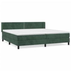 Greatstore Box spring postel s matrací tmavě zelená 200x200 cm samet