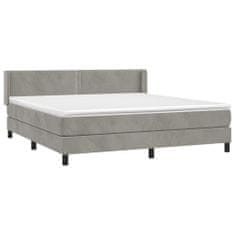 Greatstore Box spring postel s matrací světle šedá 160x200 cm samet