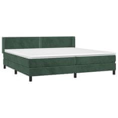 Greatstore Box spring postel s matrací tmavě zelená 200x200 cm samet