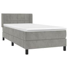 Greatstore Box spring postel s matrací světle šedá 100x200 cm samet