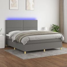 Greatstore Box spring postel s matrací a LED tmavě šedá 160x200 cm textil