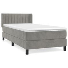 Greatstore Box spring postel s matrací světle šedá 100x200 cm samet