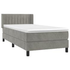 Greatstore Box spring postel s matrací světle šedá 100x200 cm samet