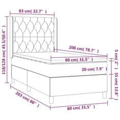 Greatstore Box spring postel s matrací tmavě šedá 80 x 200 cm samet