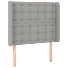 Greatstore Čelo postele s LED světle šedé 83 x 16 x 118/128 cm textil