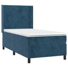 Greatstore Box spring postel s matrací tmavě modrá 90x190 cm samet