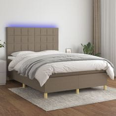 Greatstore Box spring postel s matrací a LED taupe 140x200 cm textil