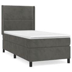 Greatstore Box spring postel s matrací tmavě šedá 90x200 cm samet