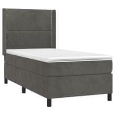 Greatstore Box spring postel s matrací tmavě šedá 90x200 cm samet