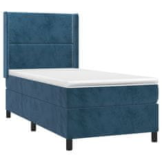 Greatstore Box spring postel s matrací tmavě modrá 100x200 cm samet