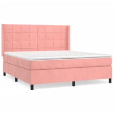 Greatstore Box spring postel s matrací růžová 160x200 cm samet