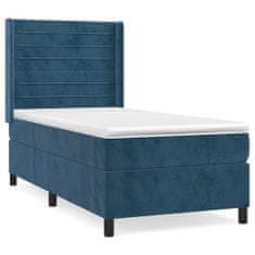 Greatstore Box spring postel s matrací tmavě modrá 100x200 cm samet