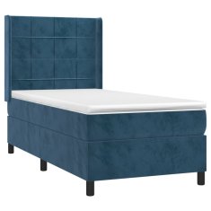 Greatstore Box spring postel s matrací tmavě modrá 90x190 cm samet