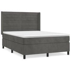 Greatstore Box spring postel s matrací tmavě šedý 140 x 190 cm samet