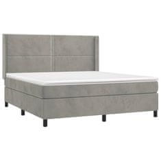 Greatstore Box spring postel s matrací světle šedá 180x200 cm samet