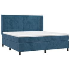 Greatstore Box spring postel s matrací tmavě modrá 160x200 cm samet