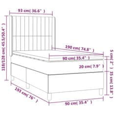 Vidaxl Box spring postel s matrací tmavě modrá 90x190 cm samet