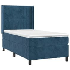 Greatstore Box spring postel s matrací tmavě modrá 90x200 cm samet