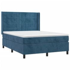 Greatstore Box spring postel s matrací tmavě modrá 140x200 cm samet