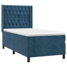 Greatstore Box spring postel s matrací tmavě modrá 100x200 cm samet