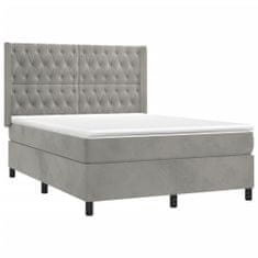 Greatstore Box spring postel s matrací světle šedá 140x190 cm samet